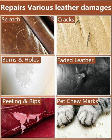 Leather Repair Kit for Furniture - 10 Color Vinyl Repair Kit for Sofa/Jacket/Car Seats/Purse/Shoes/Couch - Fix Scratches/Tears/Holes/Peeling on Bonded/Pleather/Genuine in Saudi Arabia