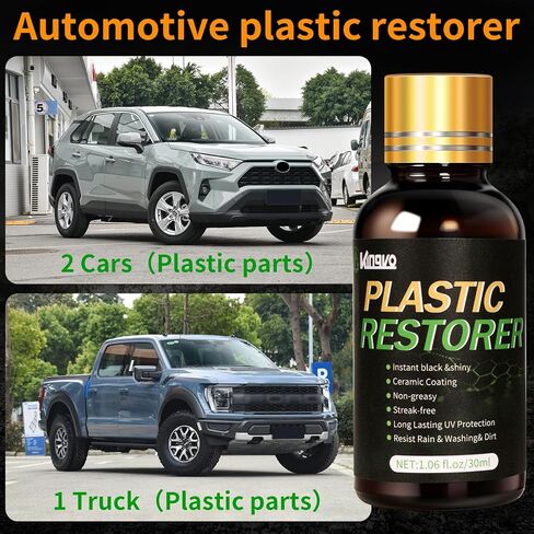 Plastic Restorer for Cars, Black Trim Restorer Car Plastic Restorers Black Crystal Coating for Automotive Parts Vehicles Interior Scratch Remover Shiny Car Stuff,30ML in Kuwait