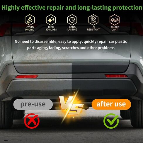 Plastic Restorer for Cars, Black Trim Restorer Car Plastic Restorers Black Crystal Coating for Automotive Parts Vehicles Interior Scratch Remover Shiny Car Stuff,30ML in Kuwait