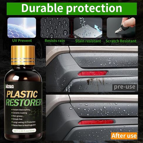 Plastic Restorer for Cars, Black Trim Restorer Car Plastic Restorers Black Crystal Coating for Automotive Parts Vehicles Interior Scratch Remover Shiny Car Stuff,30ML in Kuwait