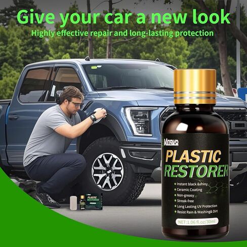 Plastic Restorer for Cars, Black Trim Restorer Car Plastic Restorers Black Crystal Coating for Automotive Parts Vehicles Interior Scratch Remover Shiny Car Stuff,30ML in Kuwait