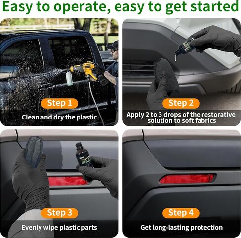 Plastic Restorer for Cars, Black Trim Restorer Car Plastic Restorers Black Crystal Coating for Automotive Parts Vehicles Interior Scratch Remover Shiny Car Stuff,30ML in Kuwait