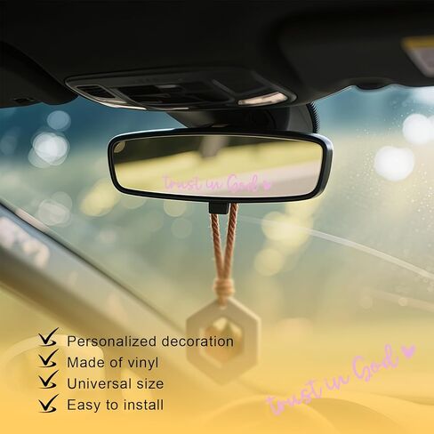 3 PCS Trust in God Rearview Mirror Car Stickers, Waterproof Vinyl Decals, Christian Car Accessories for Women, Cute Rear View Mirror Sticker for Auto Decor Fits Most Vehicles (Pink) in Saudi Arabia