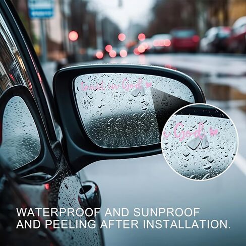 3 PCS Trust in God Rearview Mirror Car Stickers, Waterproof Vinyl Decals, Christian Car Accessories for Women, Cute Rear View Mirror Sticker for Auto Decor Fits Most Vehicles (Pink) in Saudi Arabia