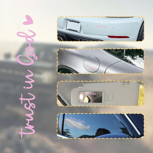 3 PCS Trust in God Rearview Mirror Car Stickers, Waterproof Vinyl Decals, Christian Car Accessories for Women, Cute Rear View Mirror Sticker for Auto Decor Fits Most Vehicles (Pink) in Saudi Arabia