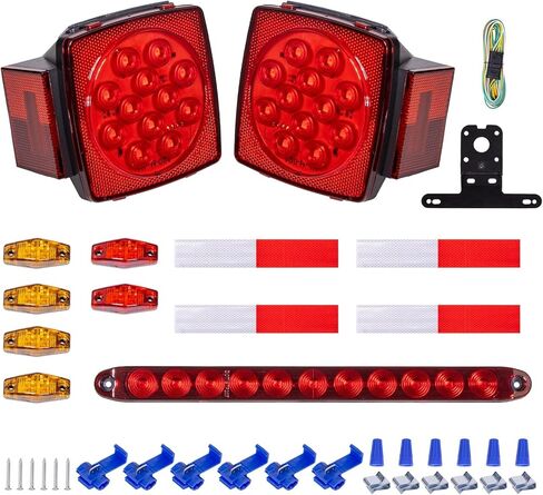 Road Hawk 12V LED Trailer Tail Lights Kit,Submersible Boat Trailer Lights with DOT Approved,Square LED Trailer Tail Light with Red/Amber Side Fender Marker Lamps for Under 80Inch Trailer Boat Truck RV in Saudi Arabia