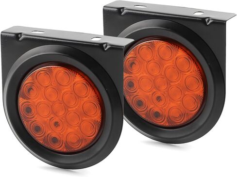 LIGBT 4Inch Round Trailer Tail Light with Mounting Brackets 16LEDs Amber Turn Signal Light IP67 Waterproof Stop Brake Turn Tail Lights for Truck Trailer RV in Saudi Arabia