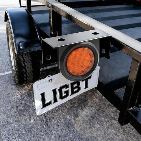 LIGBT 4Inch Round Trailer Tail Light with Mounting Brackets 16LEDs Amber Turn Signal Light IP67 Waterproof Stop Brake Turn Tail Lights for Truck Trailer RV in Saudi Arabia