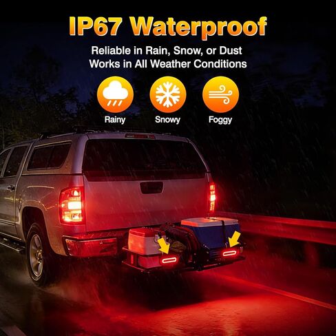 Hitch Cargo Carrier Light Kit, Oval LED Trailer Lights 2PCS 6Inch Red Turn Signal Tail Light with Grommets Wire Harness & 3-Prong Wire Pigtails, Waterproof for Luggage Bike Rack Trailer in Saudi Arabia