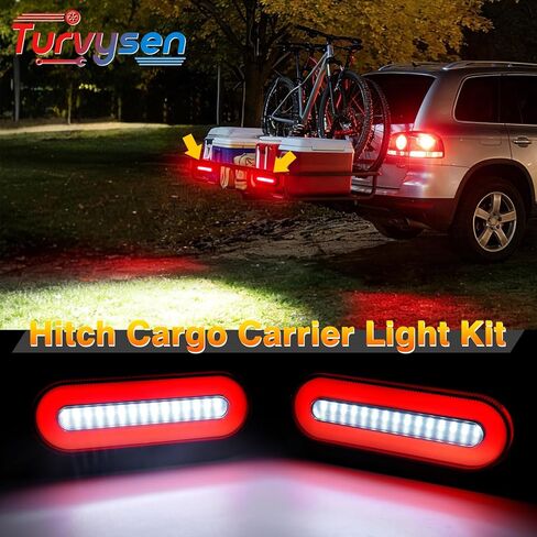 Hitch Cargo Carrier Light Kit, Oval LED Trailer Lights 2PCS 6Inch Red Turn Signal Tail Light with Grommets Wire Harness & 3-Prong Wire Pigtails, Waterproof for Luggage Bike Rack Trailer in Saudi Arabia