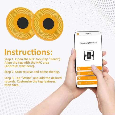 12 Pcs NFC Tags Sticker NTAG215 FPC Tag NFC Stickers Adhesive Labels Flexible Waterproof RFID Tags Rewritable 504 Bytes Memory Suitable for All NFC-Enabled Devices and Smartphones (Gold, 10mm) in Kuwait