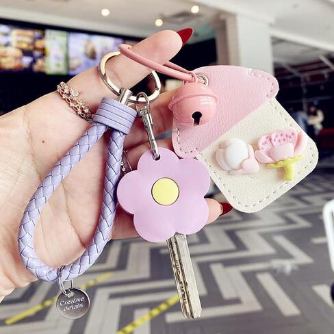 5Pcs Flower Key Covers Tags Cute Key Identifier Rings Labels Protector Soft Durable Phone Charm Home Apartment Accessories Backpacks Bags Decorations for Women Men in Kuwait