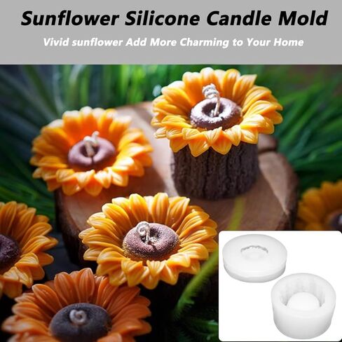 Large Sunflower Silicone Mold Tree Stump Candle Holder Mold 3D Sunflower Candle Chocolate Candy Fondant Mold for Home Decor in Saudi Arabia