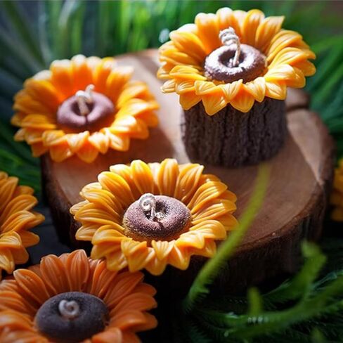 Large Sunflower Silicone Mold Tree Stump Candle Holder Mold 3D Sunflower Candle Chocolate Candy Fondant Mold for Home Decor in Saudi Arabia