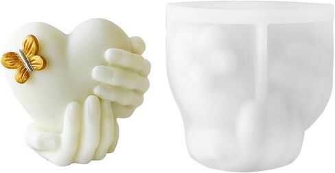 Hand-Shaped Candle Silicone Mold, Heart-Shaped Design with Butterfly Resin Casting Mold for DIY Candle Making, Soap Molding in Saudi Arabia