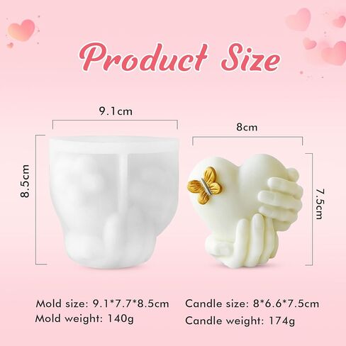Hand-Shaped Candle Silicone Mold, Heart-Shaped Design with Butterfly Resin Casting Mold for DIY Candle Making, Soap Molding in Saudi Arabia