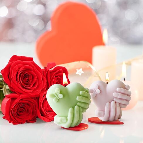 Hand-Shaped Candle Silicone Mold, Heart-Shaped Design with Butterfly Resin Casting Mold for DIY Candle Making, Soap Molding in Saudi Arabia