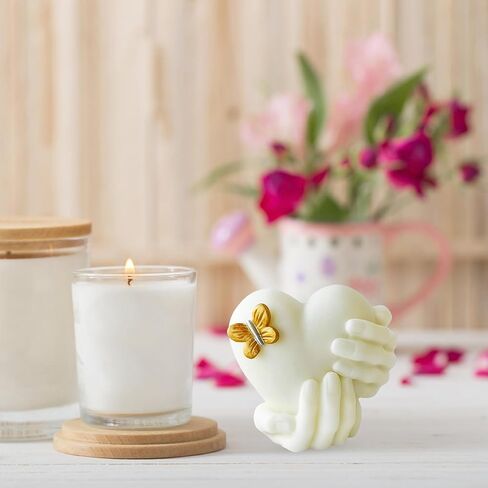 Hand-Shaped Candle Silicone Mold, Heart-Shaped Design with Butterfly Resin Casting Mold for DIY Candle Making, Soap Molding in Saudi Arabia