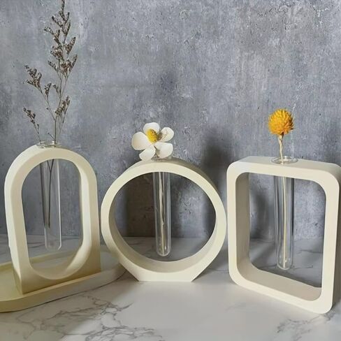 Vase Silicone Molds Square Creative Handmade Gypsum Cement Mould Funny Nordic Style Circular Arch Test Tube(Style 2) in Kuwait