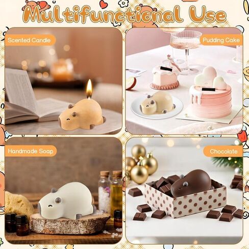 3D Capybara Candle Mold, Capybara Shape Silicone Kitchen Molds, Cute Animal Candle Soap Molds for Resin Chocolate Jelly Pudding in Kuwait