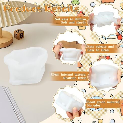 3D Capybara Candle Mold, Capybara Shape Silicone Kitchen Molds, Cute Animal Candle Soap Molds for Resin Chocolate Jelly Pudding in Kuwait