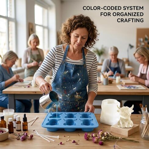 2-Piece Highland Cow Silicone Mold, Set with White and Blue Molds for Crafting and Baking, Reusable Food-Grade Material for Chocolate, Resin, and Soap Making in Saudi Arabia