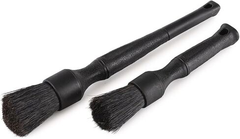 Detail Factory - Boar Hair Detailing Brush Short-Handle + Long-Handle Combo Kit - Comfortable Grip and Heavy-Duty Scrubbing - Black in Kuwait