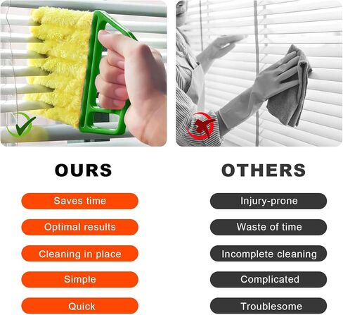 2 PCS Blind Cleaner Duster Tool, 7 Finger Handheld Duster Window Shutters Dusting Cleaner Brush, Washable Mini Blinds Dust Cleaning Tools for Car Air Conditioner Vent (Blue+Green) in Kuwait