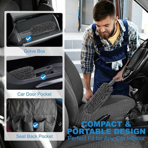 15.8" Car Duster Chenille,Car Accessories Duster Interior for Men,Washable Reusable Duster for Blind,Home,Car,Desk in Saudi Arabia