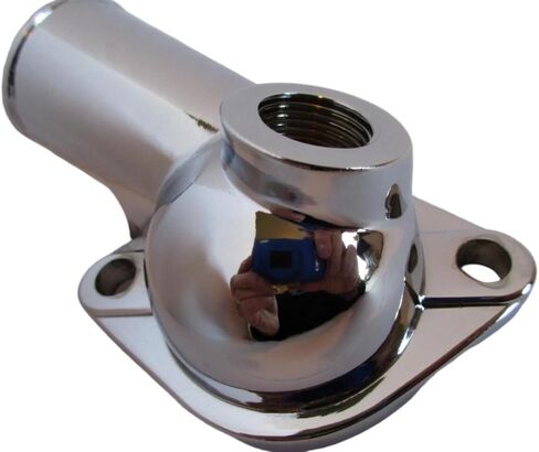 15deg Chrome Water Neck Thermostat Housing With Temp Port, For 265 283 327 350 383 400 Small Block Chevy Engines 396 427 454 502 Big Block Chevy Engines, Part Number 9468 in Saudi Arabia