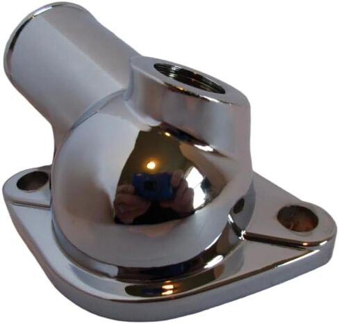 15deg Chrome Water Neck Thermostat Housing With Temp Port, For 265 283 327 350 383 400 Small Block Chevy Engines 396 427 454 502 Big Block Chevy Engines, Part Number 9468 in Saudi Arabia