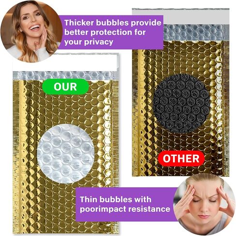 25 Pcs Metallic Bubble Mailers Holographic Bubble Mailers 6 x 9.4 Inch Self Seal Waterproof Shipping Bags Self-Seal Adhesive Poly Padded Envelopes for Mailing Packaging Small Business in Saudi Arabia