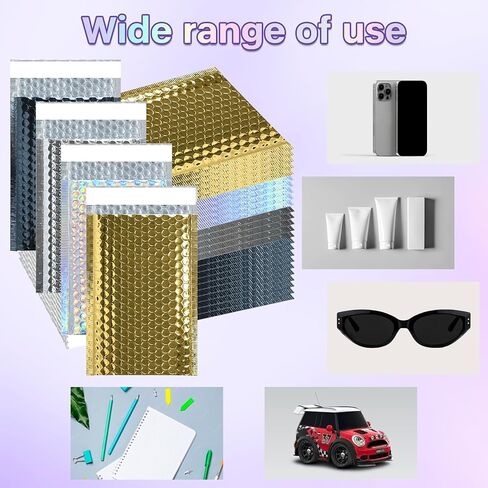 25 Pcs Metallic Bubble Mailers Holographic Bubble Mailers 6 x 9.4 Inch Self Seal Waterproof Shipping Bags Self-Seal Adhesive Poly Padded Envelopes for Mailing Packaging Small Business in Saudi Arabia