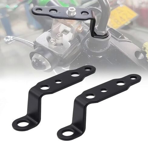Motorcycle Spotlight Handlebar mounts, Turn Signal Lights Stand Mirror Hole Brackets, Aluminum Alloy Modification Multifunctional Clamp Mount 2Pcs (Black) in Kuwait