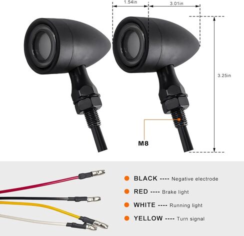 2PCS Motorcycle Bullet Rear Turn Signal Light, 48 LEDs Motorcycle Tail Lights SMD Blinker Indicator, Waterproof Aluminum Bullet LED Running Brake Lights for Most Motorcycles (Yellow+Red) in Kuwait