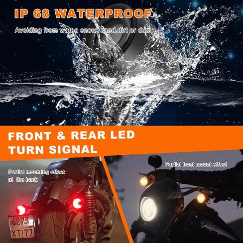 2PCS Motorcycle Bullet Rear Turn Signal Light, 48 LEDs Motorcycle Tail Lights SMD Blinker Indicator, Waterproof Aluminum Bullet LED Running Brake Lights for Most Motorcycles (Yellow+Red) in Kuwait
