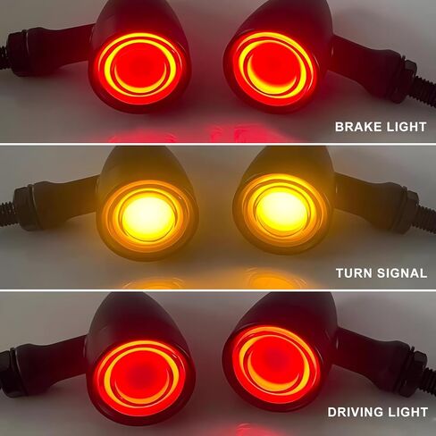 2PCS Motorcycle Bullet Rear Turn Signal Light, 48 LEDs Motorcycle Tail Lights SMD Blinker Indicator, Waterproof Aluminum Bullet LED Running Brake Lights for Most Motorcycles (Yellow+Red) in Kuwait