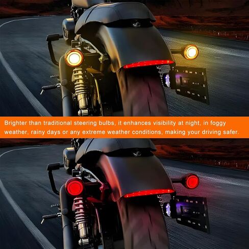 2PCS Motorcycle Bullet Rear Turn Signal Light, 48 LEDs Motorcycle Tail Lights SMD Blinker Indicator, Waterproof Aluminum Bullet LED Running Brake Lights for Most Motorcycles (Yellow+Red) in Kuwait