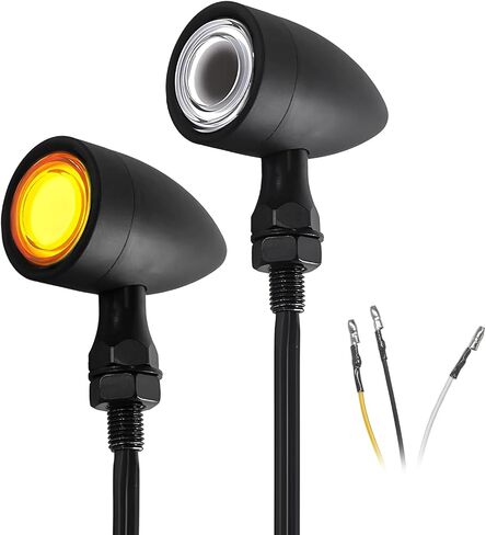 2PCS Motorcycle Bullet Rear Turn Signal Light, 48 LEDs Motorcycle Tail Lights SMD Blinker Indicator, Waterproof Aluminum Bullet LED Running Brake Lights for Most Motorcycles (Yellow+Red) in Kuwait