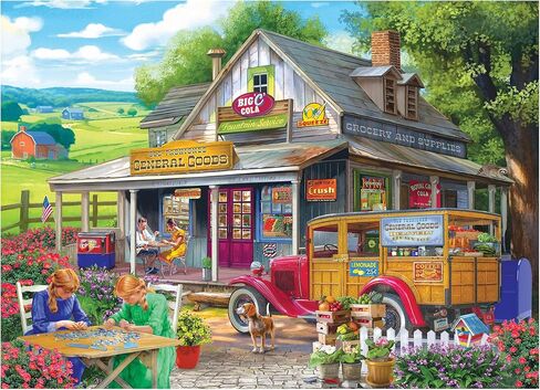 RoseArt - Chris Bigelow Country - General Goods 1000 Piece Jigsaw Puzzle - Vintage Country Store Scene – Adult Puzzle – Finished Size 26.625 x 19.25, Made in USA in Kuwait