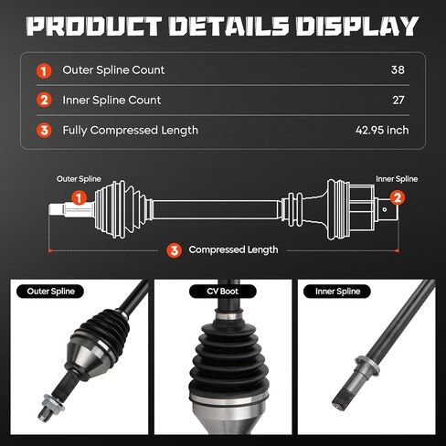 Front Right CV Axle Shaft Assembly Fits for Ford Explorer 3.5L 2011-2014 Naturally Aspirated (Before 1/21/14 Production Date, without Tow Package; FWD Only), Passenger Side, for 66-2283 in Kuwait
