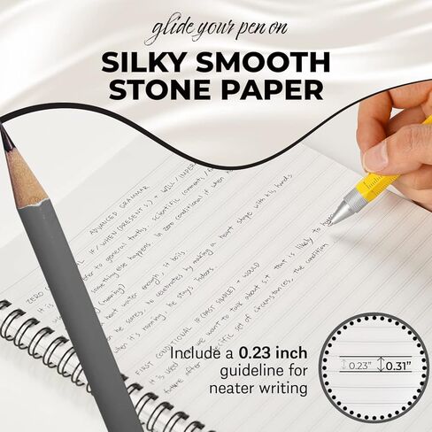 GAK. Stone Paper Waterproof Sheet Spiral Notebook (M Size) – 5.8"x8.3", 50 sheets, Stone Paper Notebook Journal Note Taking Waterproof Notepad College Ruled Paper Black Notebook Aesthetic School in Saudi Arabia