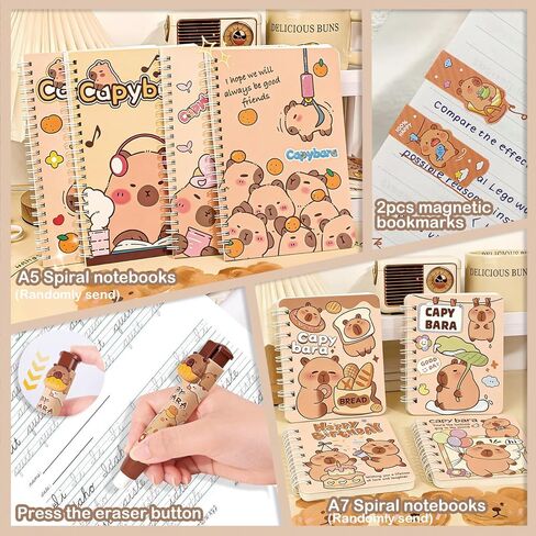 Capybara Gifts with Capybara Themed Tote Bag and Stationery Set Pencil Case Sticky Notes Ballpoint Pens Spiral Notebooks Sharpener, Highlighters, Ruler, Eraser for Rewards Birthdays Gift in Saudi Arabia