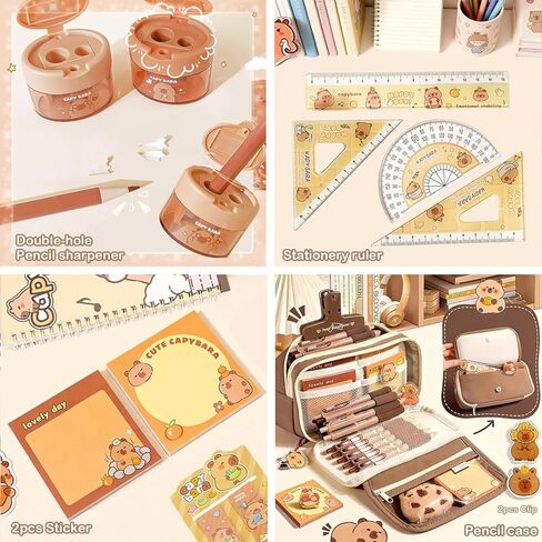 Capybara Gifts with Capybara Themed Tote Bag and Stationery Set Pencil Case Sticky Notes Ballpoint Pens Spiral Notebooks Sharpener, Highlighters, Ruler, Eraser for Rewards Birthdays Gift in Saudi Arabia