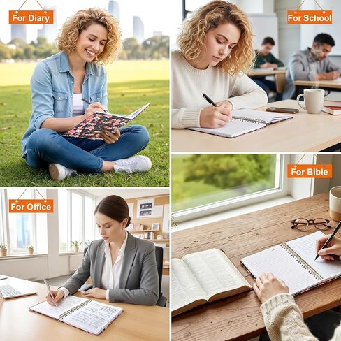 Spiral Notebook for Women, Spiral Notebook College Ruled Floral Pattern Hardcover, 140 Pages, Notebooks for Work & Journal, Note Taking, A5 100 GSM and Double-Sided Pocket in Saudi Arabia