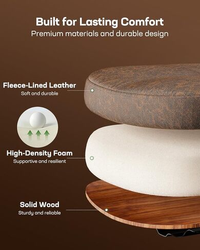 Marsail Drafting Chair with Flip-Up Armrests and Footrest, Ergonomic Tall Office Chair, Height Adjustable High Chair, Brown Leather Seat with Thick Cushion, 360° Swivel, for Standing Desk, Home Office in Saudi Arabia