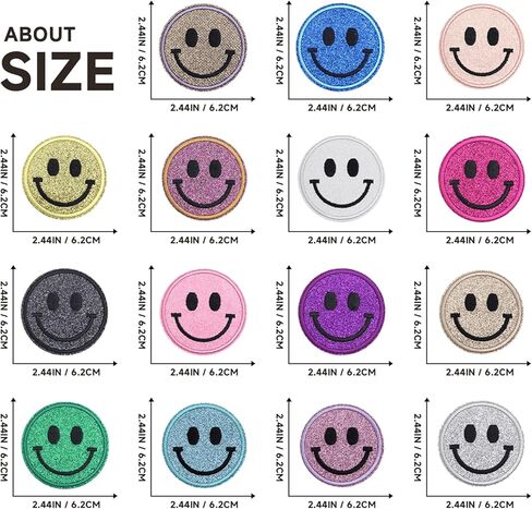 30PCS Sequin Iron on Patches,Iron on Smiley Face Patch for Hats,Clothing,Jeans(15 Colors) in Saudi Arabia