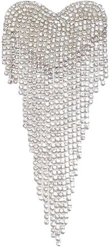 Punk Retro Shoulder Brooch with Long Chain Heart Tassel Epaulette Unisex in Kuwait