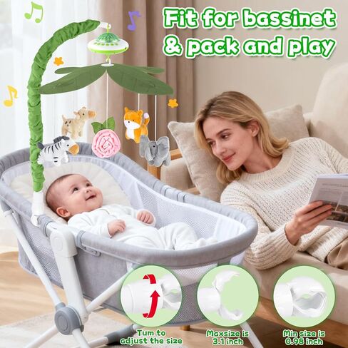 Baby Crib Mobile with Music and Lights, Nursery Baby Mobile for Crib Bassinet with Remote Control, Rotation, Starlight Projection, Crib Toys for Babies Boys Girls Pink in Saudi Arabia