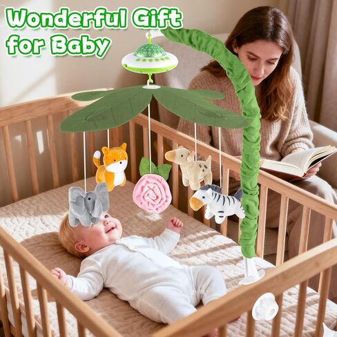 Baby Crib Mobile with Music and Lights, Nursery Baby Mobile for Crib Bassinet with Remote Control, Rotation, Starlight Projection, Crib Toys for Babies Boys Girls Pink in Saudi Arabia